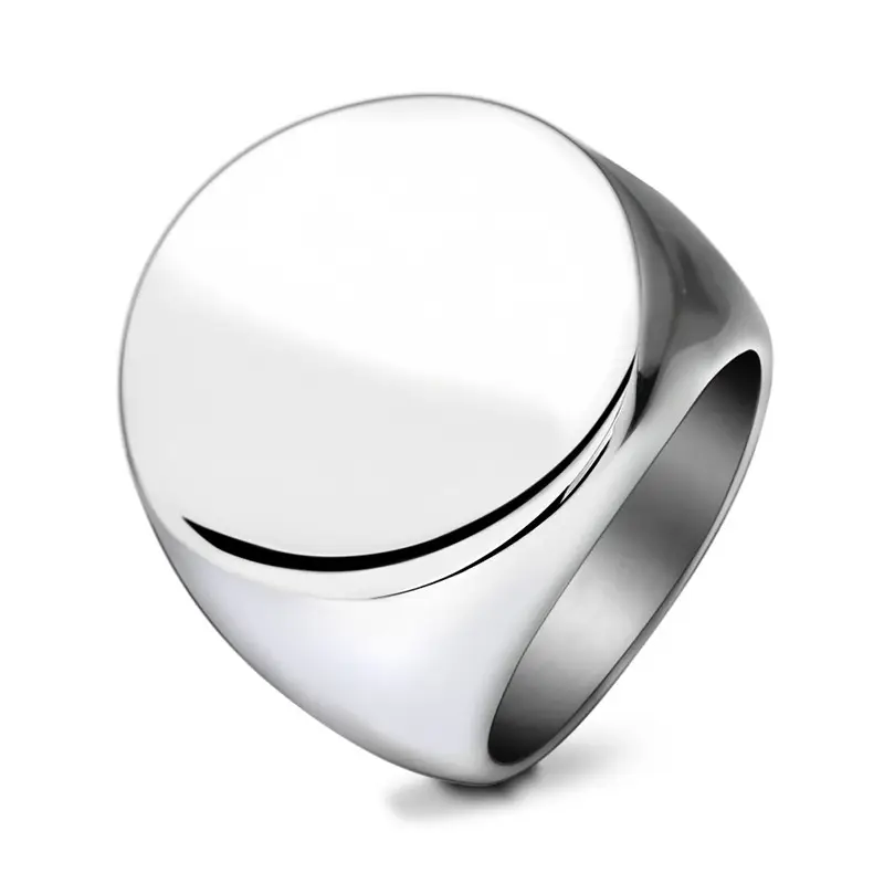 व्यक्तित्व यूनिसेक्स सोने और चांदी निजी कस्टम लेजर लोगो अंगूठी स्टेनलेस स्टील के खाली दौर की अंगूठी