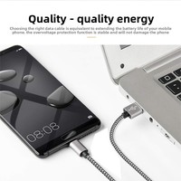 Câble de données USB-A vers Type-C en nylon tressé de 1,8 m avec conducteur en cuivre pur pour téléphones mobiles - Charge rapide et transfert de données
