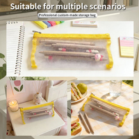 Sac de papeterie Ingenuity personnalisable en maille transparente avec fermeture éclair, grande capacité, spécifique aux examens, simple et portable, pour le voyage