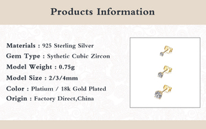 Juego de Aretes Clásicos CANNER de Plata de Ley S925 con Circonita Cúbica, Hipoalergénicos, 3 Piezas, Aretes Bonitos con Baño de Oro - Product Image 6