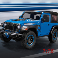 Voiture miniature tout-terrain en alliage 1/18 avec fonction de recul, portes ouvrantes et son, bleu/blanc/noir, jouet souvenir pour enfants