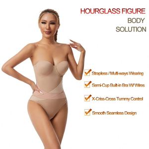 Seamless Control <strong>Bodysuit</strong> Bra <strong>Shapewear</strong> for Plus Size Women <strong>Strapless</strong> Design with Firm Tummy Control Panties - Product Image 2