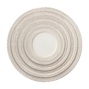 Service de vaisselle en céramique ivoire, assiettes en porcelaine à dentelle en relief, assiettes à dessert crème pour boutique, cadeau, décoration intérieure, ou cadeau de pendaison de crémaillère - Product Image 6
