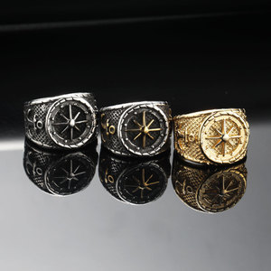 2024 accesorios de moda para Hombres 18K chapado en oro de acero inoxidable <span class=keywords><strong>marinero</strong></span> elegante brújula punk anillos gruesos para regalo Masculino - Product Image 6