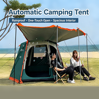 Tente de camping automatique 2-en-1 grande taille pour toutes les saisons, avec auvent, double couche, base Oxford imperméable, taffetas argenté, pour l'extérieur
