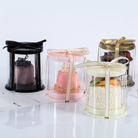 50 pièces/paquet Boîte à gâteau bento en plastique miniature de 2 pouces rose Boîte à gâteau ronde transparente pour boulangerie