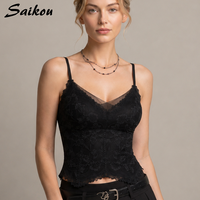En gros, Débardeur camisole sexy en dentelle à col en V, avec bonnets rembourrés intégrés et soutien-gorge push-up sans armatures pour femme