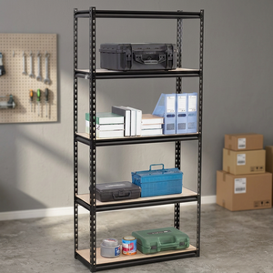 Wholesale 5-layer lightweight <b>metal</b> <b>shelves</b> without bolts angle steel warehouse storage <b>shelves</b> with MDF board for supermarket - Product Image 4