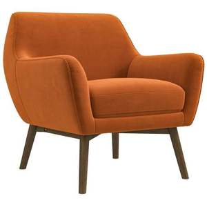 Nouveau fauteuil lounge moderne Panom en velours orange brûlé pour salon, chambre, salle à manger et hôtel - Product Image 4