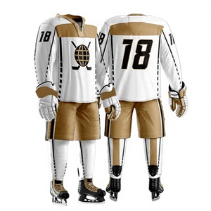 Uniforme de Hockey sobre Hielo Personalizado LONG MISSION INDUSTRY, Conjunto Blanco y Dorado con Impresión por Sublimación, Jersey Transpirable de Poliéster para Hombre, Uniforme de Equipo para Adultos - Product Image 2