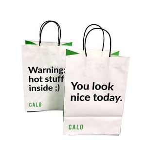 Bolsa de Papel Ecológica Blanca Lisa para Comida para Llevar, Bolsa de Compras de Papel Kraft con Asa - Product Image 2