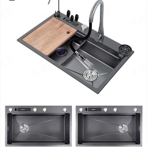 Lavello da Cucina YEETE in Acciaio Inox 304 con Rivestimento Nano, Portacoltelli, Vasca Singola Rettangolare, Montaggio a Incasso - Product Image 2