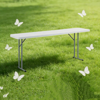 Table pliante rectangulaire en plastique de 183 cm, plateau de table non pliable, bureau portable pour usage au bureau ou en atelier