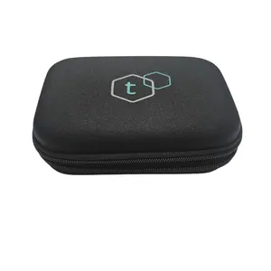 Ltgem-funda rígida de eva para auriculares, estuche para airpod de 150x95x40mm con logotipo personalizado, a prueba de agua, con cremallera, impresión Iso bsci, color negro