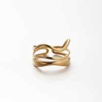 EDGE Fashion Edelstahl Unregelmäßiger Ring Offener Verstellbarer Ring Gold Silber Mehrschichtig Moderner Modischer Ring für Frauen