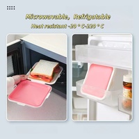 Boîte de rangement pour sandwich en silicone chauffante sans BPA-Boîte à lunch lavable au lave-vaisselle et réutilisable