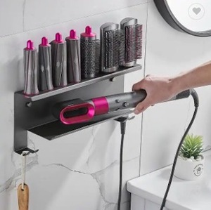 Support mural multifonctionnel rectangulaire pour <span class=keywords><strong>Dyson</strong></span> <span class=keywords><strong>Airwrap</strong></span>, organiseur de câbles et support de rangement pour fer à boucler - Product Image 3