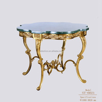 Table chauffante française OE-FASHION Vintage Villa Star Hotel cuivre plus table d'affichage du hall en marbre vert foncé