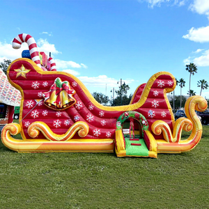 Commercial grade bounce <b>house</b> for kids toboggan gonflable <b>inflatable</b> santa sleigh bouncy slide combo - Product Image 1
