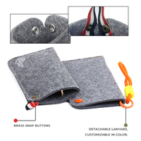 Étui à lunettes en feutre écologique avec bouton-pression, pochette optique à coutures contrastées, cordon de suspension, étui solaire portable, durable et souple