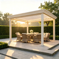 Moderner Aluminium-Pulverbeschichteter Outdoor-Pavillon mit Motorisiertem Lamellendach, Wasserdicht, Rostfrei, Maßgefertigt für Villa, Garten und Hinterhof