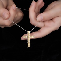 Collier Ruizuan en argent 925 unisexe, design croix hip-hop, certifié GRA, plaqué rhodium or champagne, moissanite