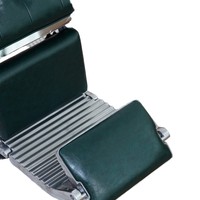 Fauteuil de Barbier Professionnel Moderne Pliant Robuste Hydraulique Inclinable pour Salon, Rotation à 360 Degrés, Vert Foncé Capitonnée, Idéal Hôtel