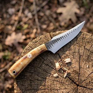 UMAR FAROOQ Handmade Carbon Steel Skinning Hunting <b>Knife</b> <b>Bone</b> <b>Handle</b> OEM | Survival EDC Blade Drop Point Industrial Grade - Product Image 1