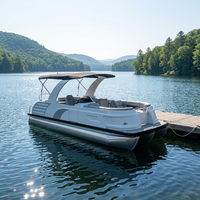 Yacht de luxe en aluminium entièrement soudé de 25 pieds, bateau ponton, toit bimini, moteur hors-bord, pêche en famille, croisière sur le lac, CE