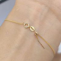 Bracelet chaîne blé ajustable 0,5 mm en or jaune 18 carats (AU750) avec perles coulissantes – Vente en gros pour fournisseurs de bijoux
