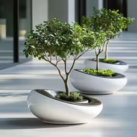 Pot Tanaman Fiberglass Berwarna Hitam Putih untuk Dekorasi Rumah, Taman, Hotel, Pusat Perbelanjaan, Ramah Lingkungan, Modern, Ukuran Dapat Disesuaikan