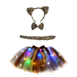 Fiesta de Halloween para niños gato <span class=keywords><strong>jirafa</strong></span> Tigre leopardo Animal fiesta <span class=keywords><strong>disfraz</strong></span> niñas <span class=keywords><strong>jirafa</strong></span> Cosplay baile Led luz ciervo tutú vestido - Product Image 3