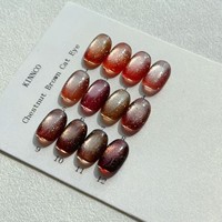 KINNCO Gel UV pour ongles effet œil de chat brun châtain non toxique, 12 couleurs, magnétique, longue tenue, vernis à ongles en gel UV