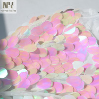 Tissu en maille tricotée brodée Nanyee, perles ovales en forme de larme de 40 mm, paillettes roses pour mariage, filles et garçons