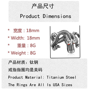 Dragon <b>Ring</b> Men's Stainless Steel Red Eye Animal Shape Punk Jewelry Gift 21018 - Product Image 3