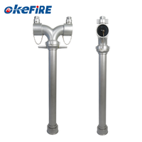 Hydrant d'incendie Okefire 2,5 pouces en aluminium argenté à double sortie, type britannique, avec tuyau de raccordement à double tête