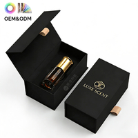 Boîte cadeau de luxe noire magnétique personnalisée pour parfum, avec insert en EVA découpé, matériaux recyclés, boîtes rigides mates pour petites entreprises