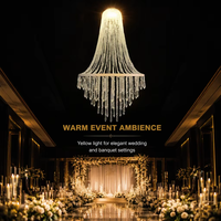 Lustre élégant en acrylique et fer avec LED, lumière jaune classique pour la décoration de mariage et de banquet