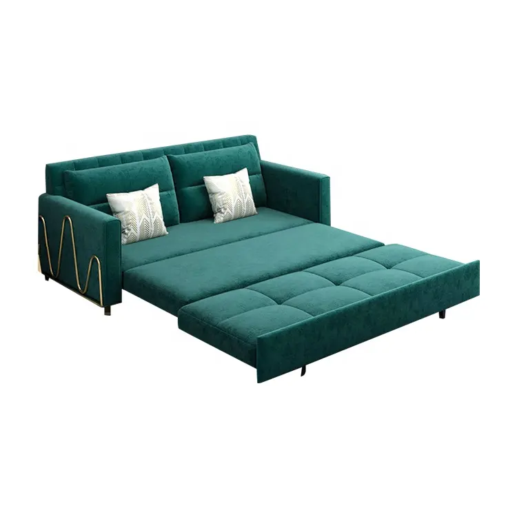 Canapé-lit pliant de luxe, futon en tissu de couleur verte, pour salon, prix d'usine