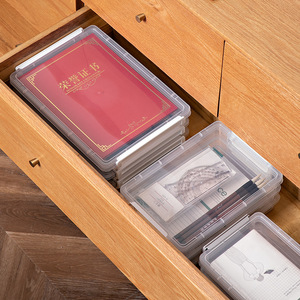 A4 Transparent <b>Document</b> <b>Storage</b> <b>Box</b> Rectangle Stackable With Lid For Home Office Use - Product Image 1