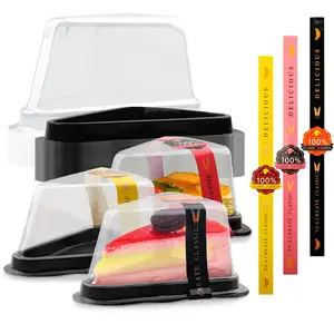 Hot selling Individual Cheesecake Triangular Pie Box Disposable Plastic Cake Slice Containers with Lid