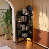 Meuble d'angle modulaire en bois de frêne massif de style rétro français, bibliothèque triangulaire à 4 étagères, meuble de salon antique