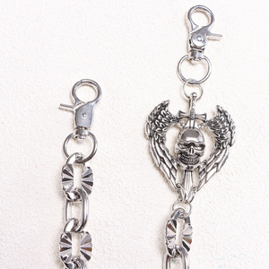 โซ่คาดเอวโลหะผสมสังกะสี จี้รูปปีกหัวกะโหลก สไตล์ฮิปฮอป ลำลอง สำหรับใส่กับกางเกงยีนส์ แบบชั้นเดียว - Product Image 4