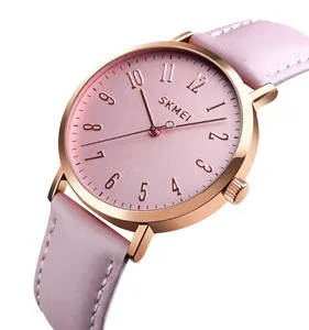 skmei 1463 adorable leather quartz watches 3atm round watch classy office ladies watch