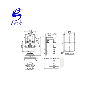C13 C14 nam ổ cắm Bảng điều chỉnh AC DC ổ cắm Rocker chuyển nữ AC <span class=keywords><strong>Power</strong></span> Connector với cầu chì Rocker chuyển nữ ổ cắm - Product Image 2
