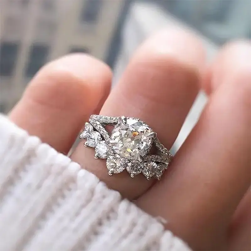 Anéis de diamantes, anéis de joias da moda, luxo, zircônia, noivado, diamante, joias, conjunto de anéis para mulheres