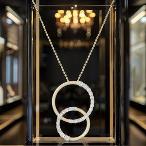 <span class=keywords><strong>Jingjing</strong></span> Jewelry Collier en argent sterling 925 élégant Pendentif double cercle plaqué or Pendentifs fins pour femmes Charmes - Product Image 4