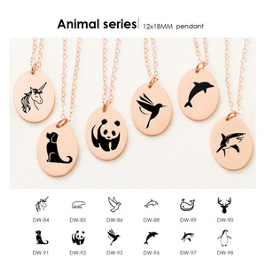 Collar con colgante Oval minimalista de 316L, acero inoxidable, 18mm x 12mm, perro, pájaro, <span class=keywords><strong>Panda</strong></span>, Origami, unicornio, Dophin, Hummingbird, signos de animales - Product Image 4