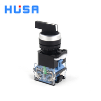 Interruptores de Botón HUSA LA38 Autoblocantes de 2/3 Posiciones 1NO 1NO1NC 6A IP65 de Metal y Plástico 220V 22mm