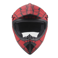 Helm Full-face untuk Anak-anak, Cocok untuk Go-kart, Sepeda Gunung, ATV, dengan Visor dan Pola Jaring Laba-laba, DH Downhill, Spons EPS ABS